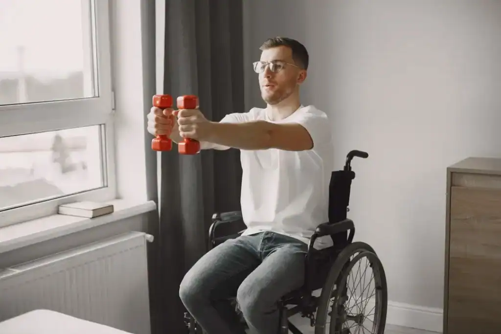 Image of man doing exercise in his wheelchair to aid weight loss Waltham Abbey