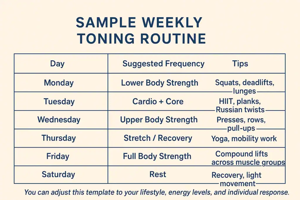 Achieving the Perfect Tone: How Often Should You Exercise for Results? 4 Weekly exercise Waltham Abbey plan graphic