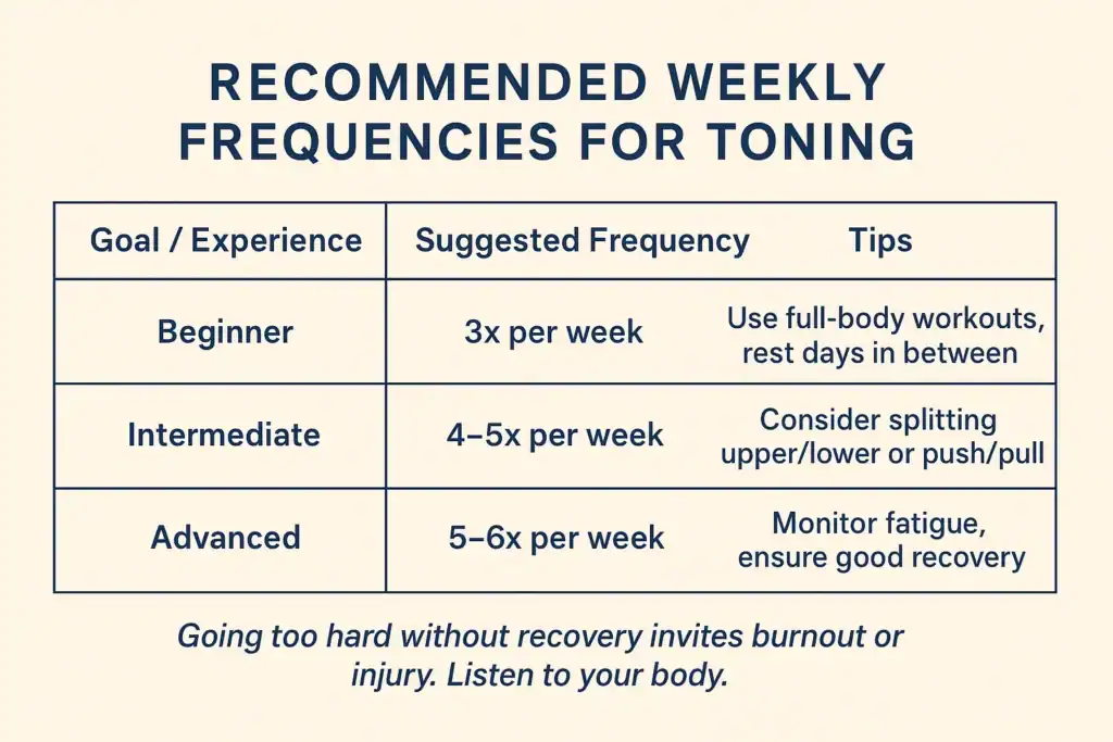 Achieving the Perfect Tone: How Often Should You Exercise for Results? 2 Graphic to show how often you should do exercise to help with toning Waltham Abbey